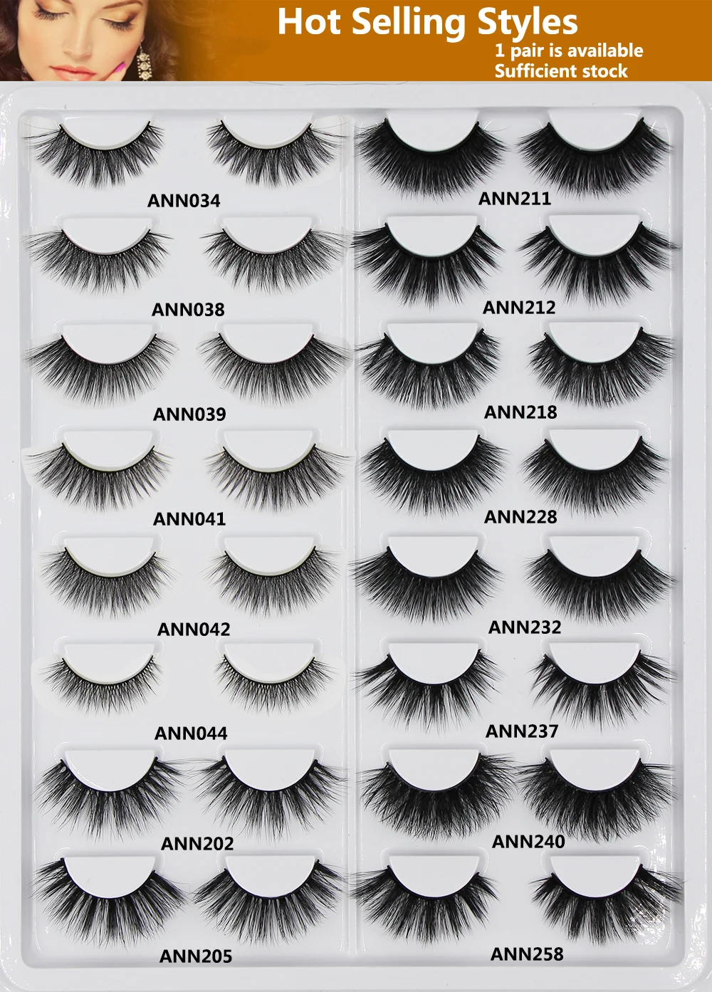 
NO.27 makeup private label wholesale 100% handmade faux mink false eyelash 