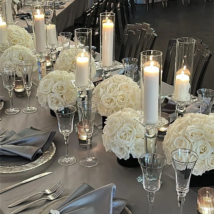 Bulk Price Cheap Glass Candelabra Candlestick Holder Stick Tealight Crystal Candle Holder Tube