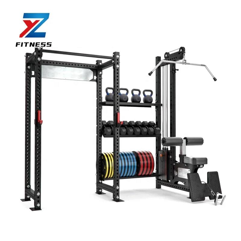 ZYFIT Top Quality Customized Fitness Equipment  Weight Stack Cable Pulley Power Rack Lat Pulldown/Low Row Combo