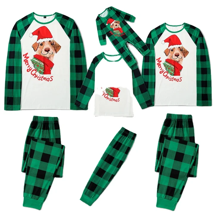 2024 Hot selling Christmas family suit father and children suit me and mother baby pajamas family home full suit puppy figure