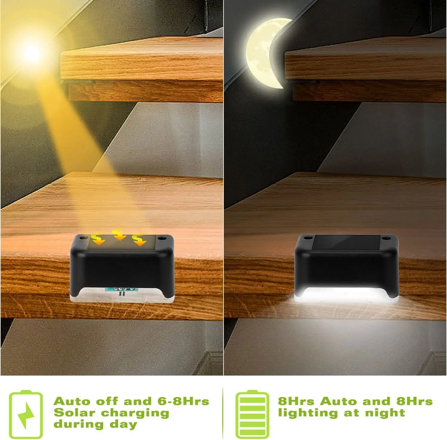 Outdoor Waterproof Path Stair Wall Lighting Warm White Deck Lights LED Solar Lamp Balcony Fence Lights