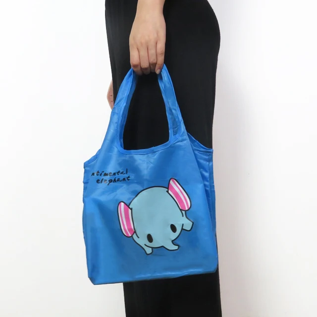 Custom Save Space Small Tote Cartoon Elephant Print Reusable Shopping Bag Foldable