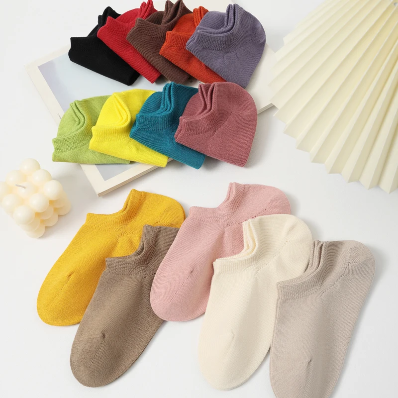 Ready To Ship Candy Colors Casual Breathable Ladies Cotton Ankle Women Socks