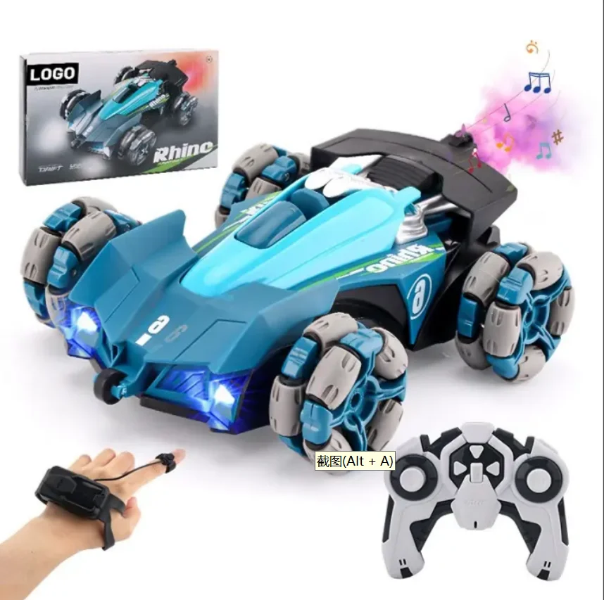 4 Wheels Remote Control Spray Stunt Car Acrobacias  Drift Racing Vehicle Twist RC Car With Light Music Gesture Sensing Car