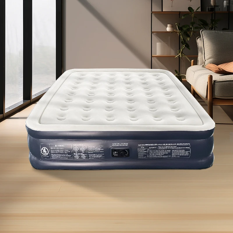 Queen-Size PVC Self-Inflating Air Bed Hypo-Allergenic  Air Mattress with Built-in Pump for Indoor & Outdoor