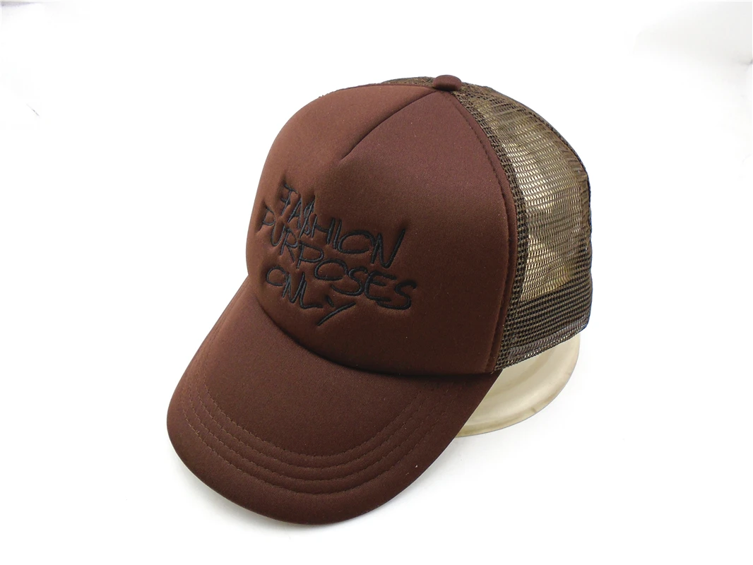 Australia Advertising Promotions Wholesale Free Sample adults size brown Mesh Foam Sport Gorras Embroidered logo trucker cap hat