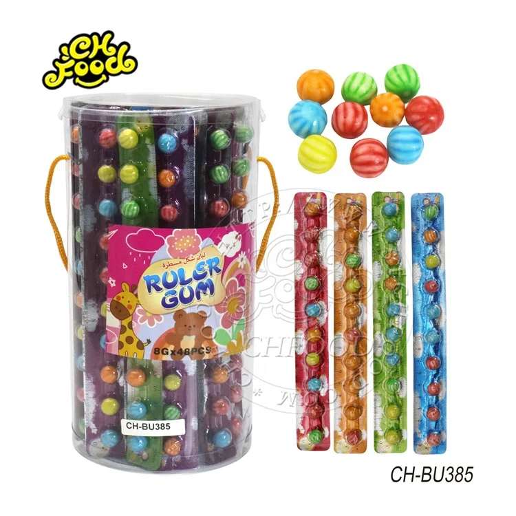 OEM fruit flavor watermelon shape bubble gum ruler toy  candy best selling bubble gums for kid