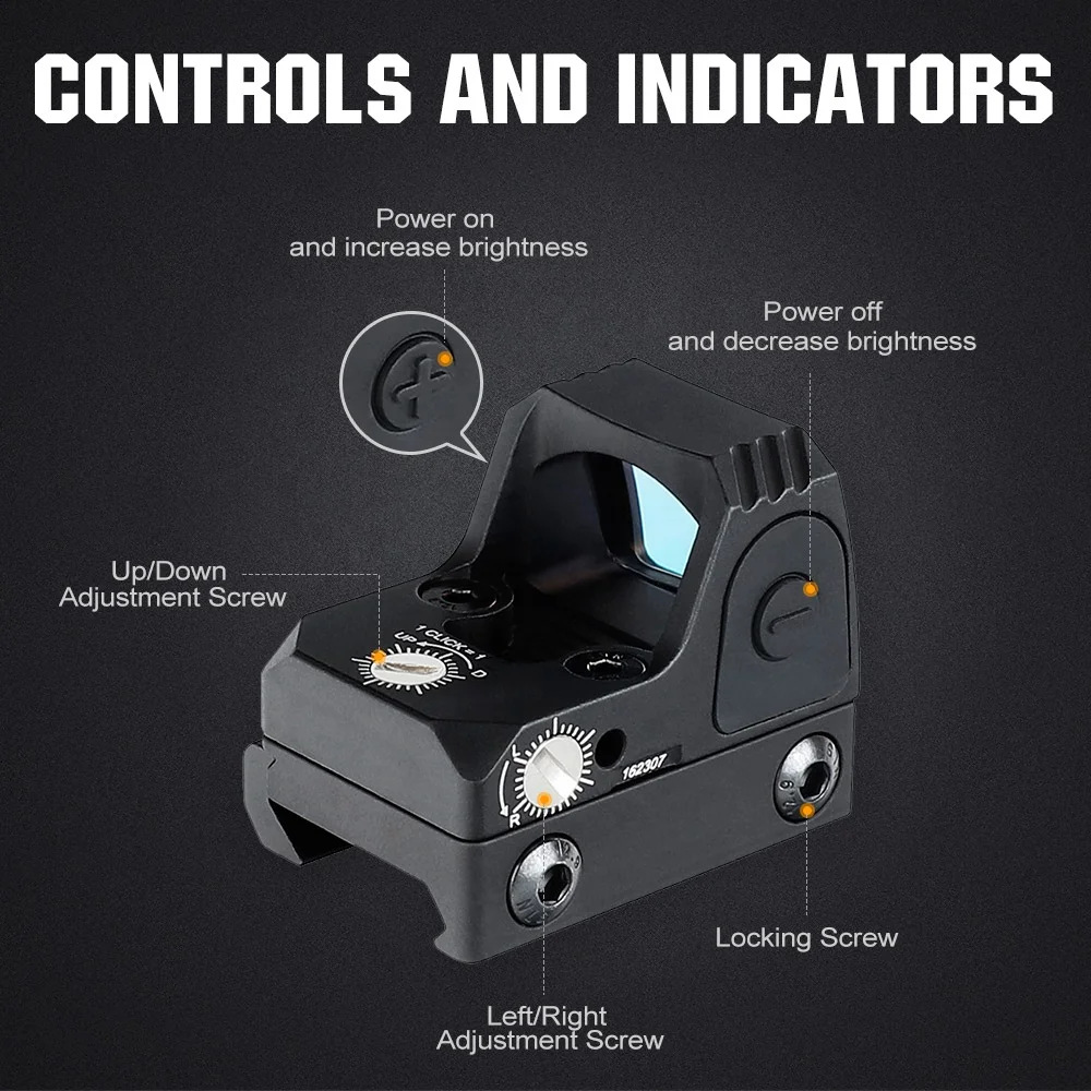 YSC RD002 3M Dot Size Red Dot Sight 1200G Shockproof And IPX4 Waterproof Optic Red Dot Sights
