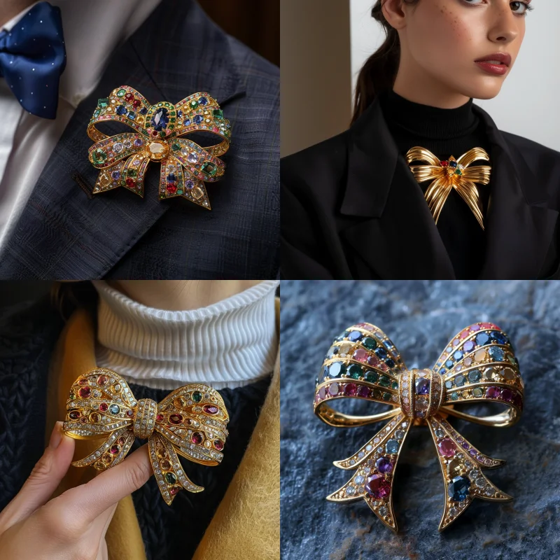 XILIANGFEIZI Original Design British Royal Family High-end Design Import Crystal Bowknot Brooch Badge For Men