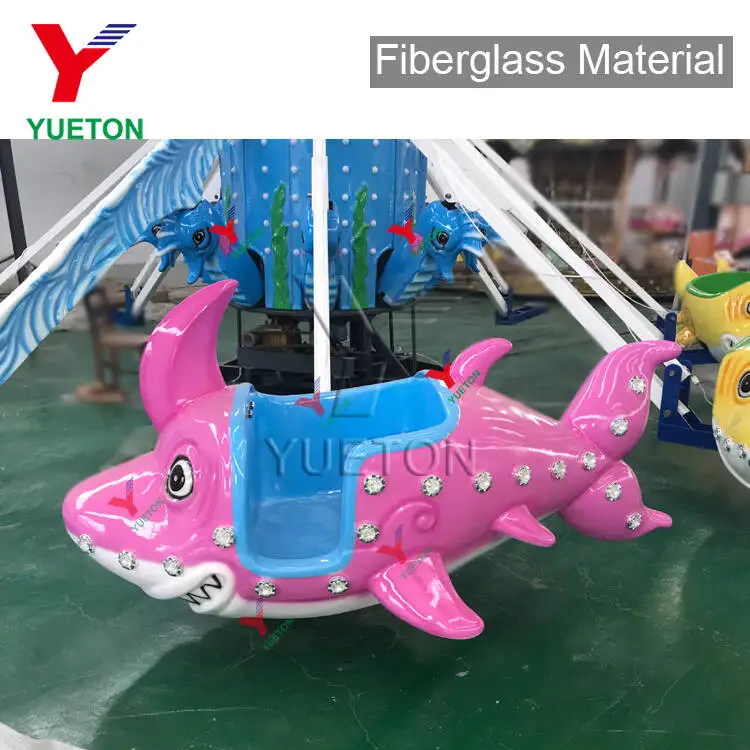 Factory Price Funfair Attraction Cartoon Theme Plane Amusement Park Kiddie Carnival Airplane Kids Rotary Shark Rides For Sale