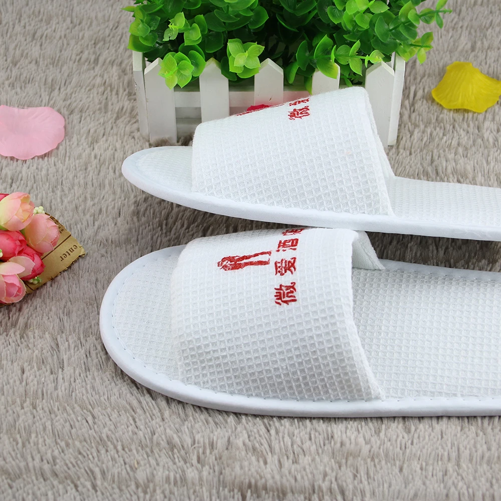 high quality custom waffle  disposable hotel slippers with logo