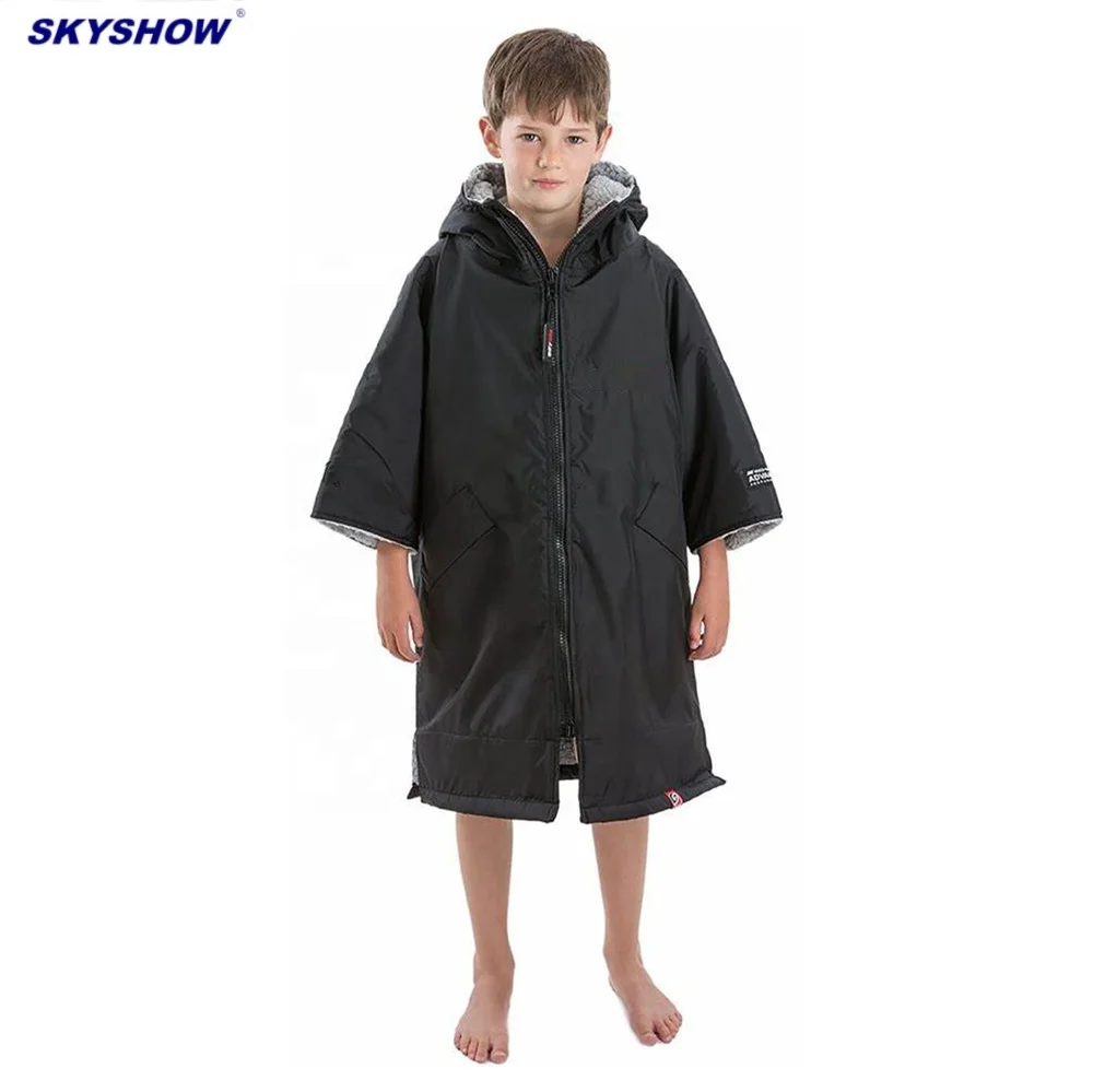 Custom Waterproof Microfiber Wetsuit Oversized Poncho Coat Adults Kids Swimming Hooded Dry Changing Robe With Zip