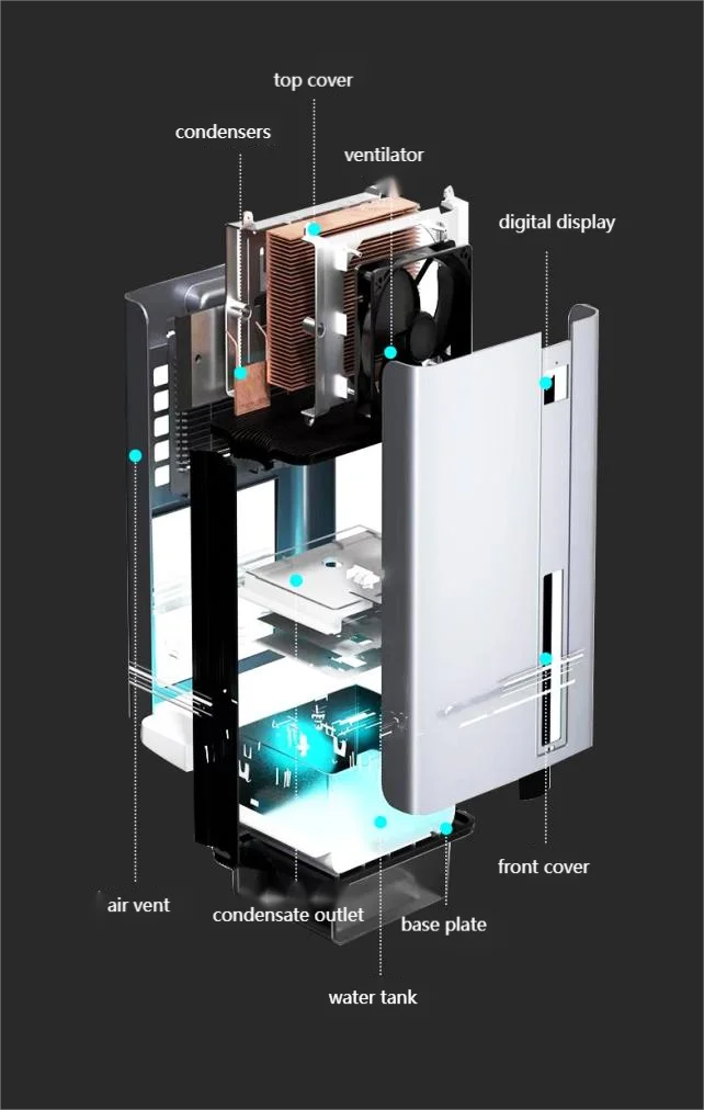 2.8L Large Capacity Portable LED Screen Atmosphere Lamp Air Purifier Dehumidifier For Home