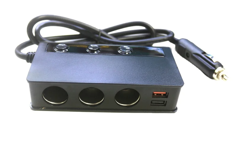 
Portable Car cigarette lighter with switch Munti-funcation 4 usb Ports 180W high power qc3.0 Tr24 smart car phone charger 