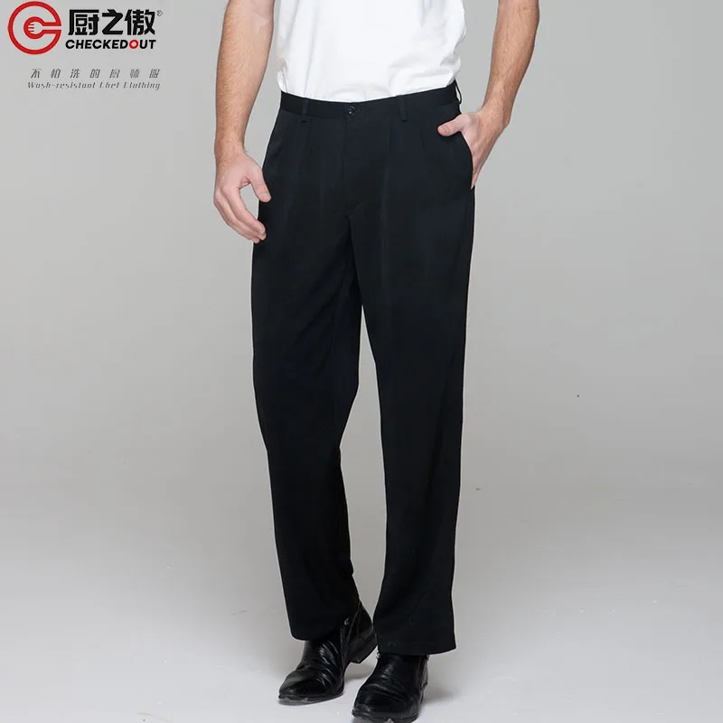 Checkedout black Kitchen clothing chef pants easy clean uniform kitchen promotion pants durable kitchen pants