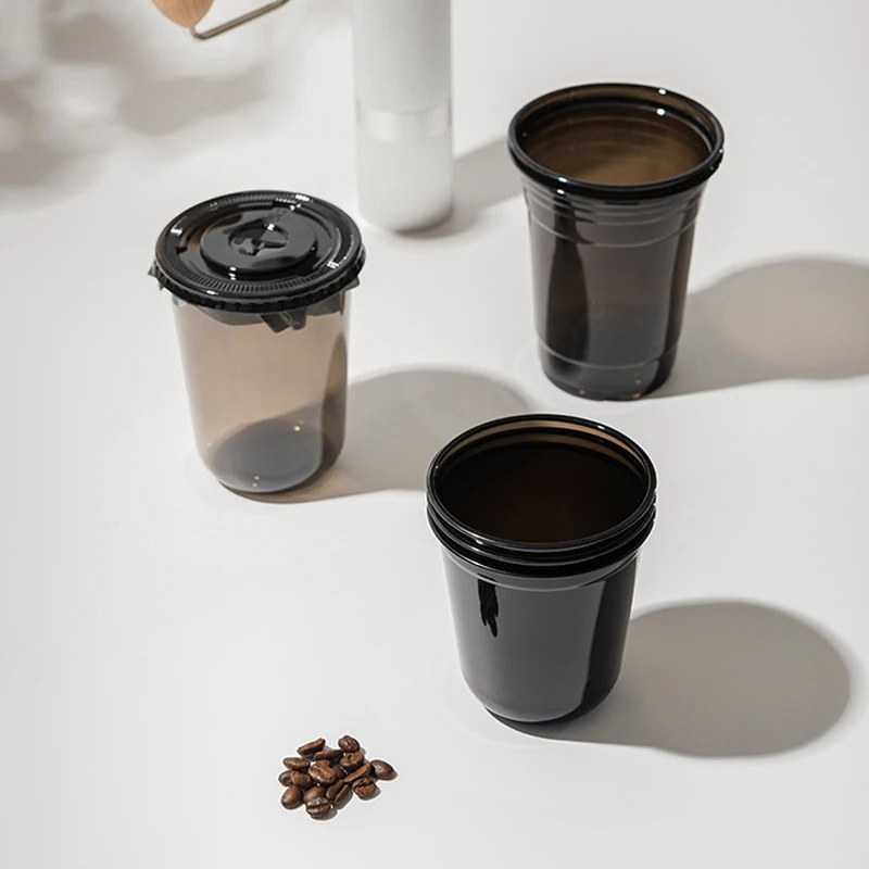 BAIDA U/y Shaped 12oz 14oz 16oz Customized logo Dabba Cup Recyclable Disposable Plastic Cups Black Colour for Party