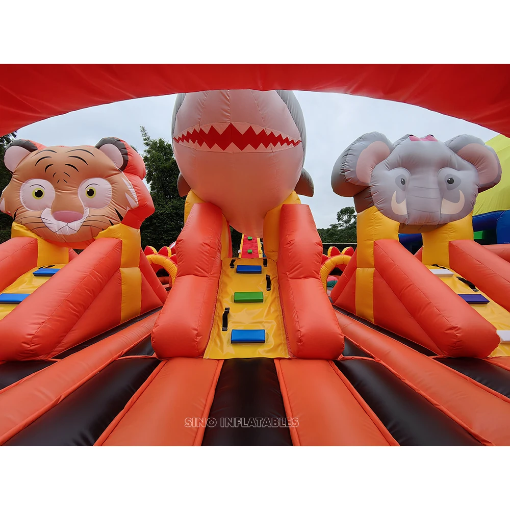 17x9m commercial grade giant inflatable playground with ball pit for outdoor kids theme fun park with supervisor tent