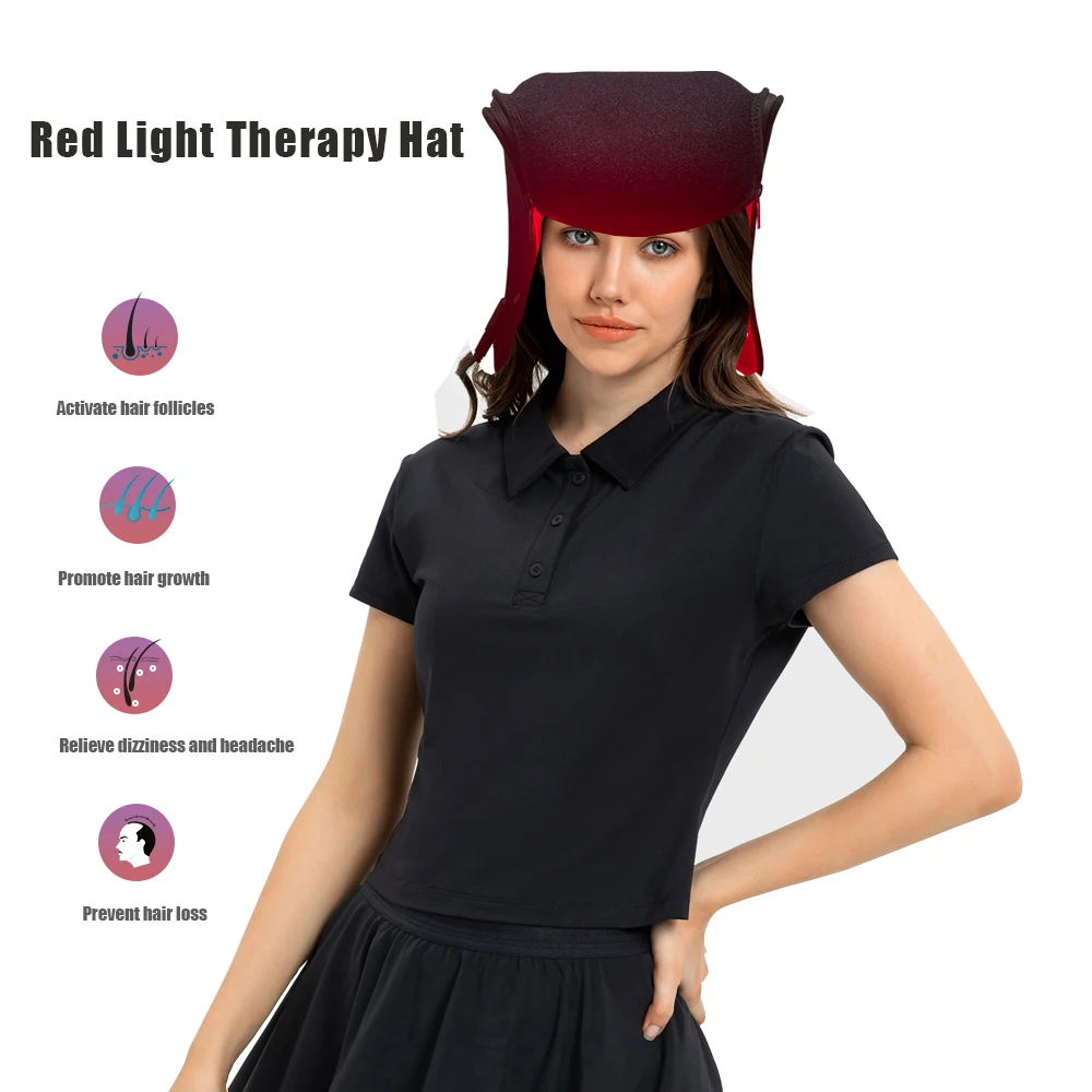 Red Light Therapy Hat for Head, Red & Near Infrared Light Therapy, 5/10/15/20/25/30Min Timer & 5 Levels Temperature