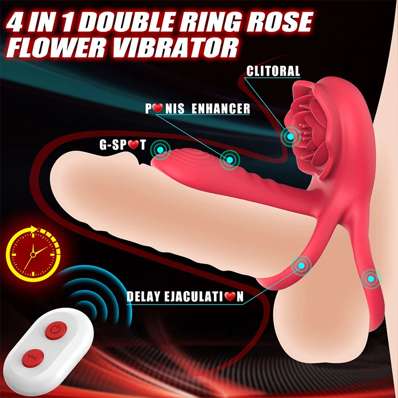 Clitoral Stimulator Sex Toy Vibrating Ring Silicone Stretchy Cock  Testicle Ring With 10 Vibration Modes for Men