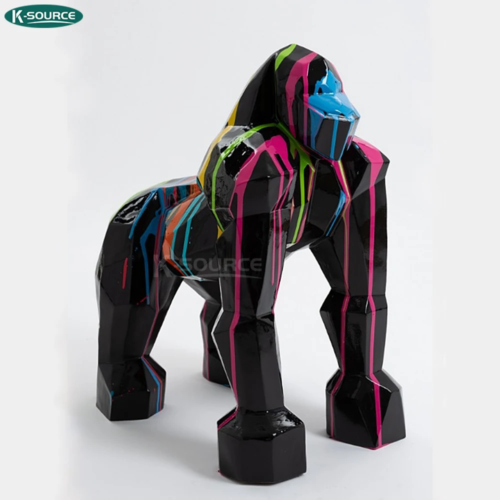 Custom Fiberglass Animal Sculpture resin painting abstract gorilla statues