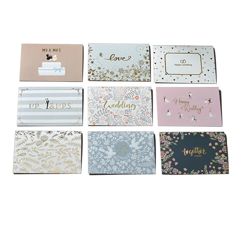 custom printing cheap price modern unique 9 pcs set rose gold letterpress luxury wedding card invitation