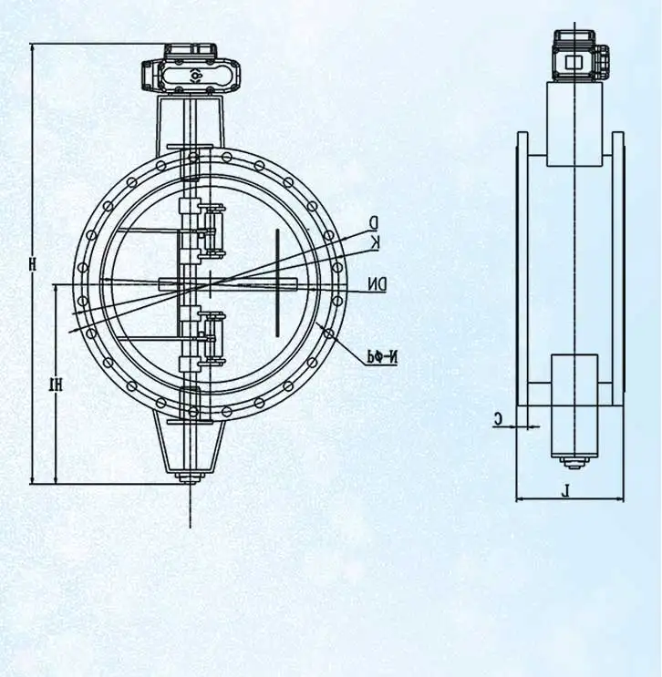 Double Eccentric Electric Butterfly Valve without Actuator for VOC Control