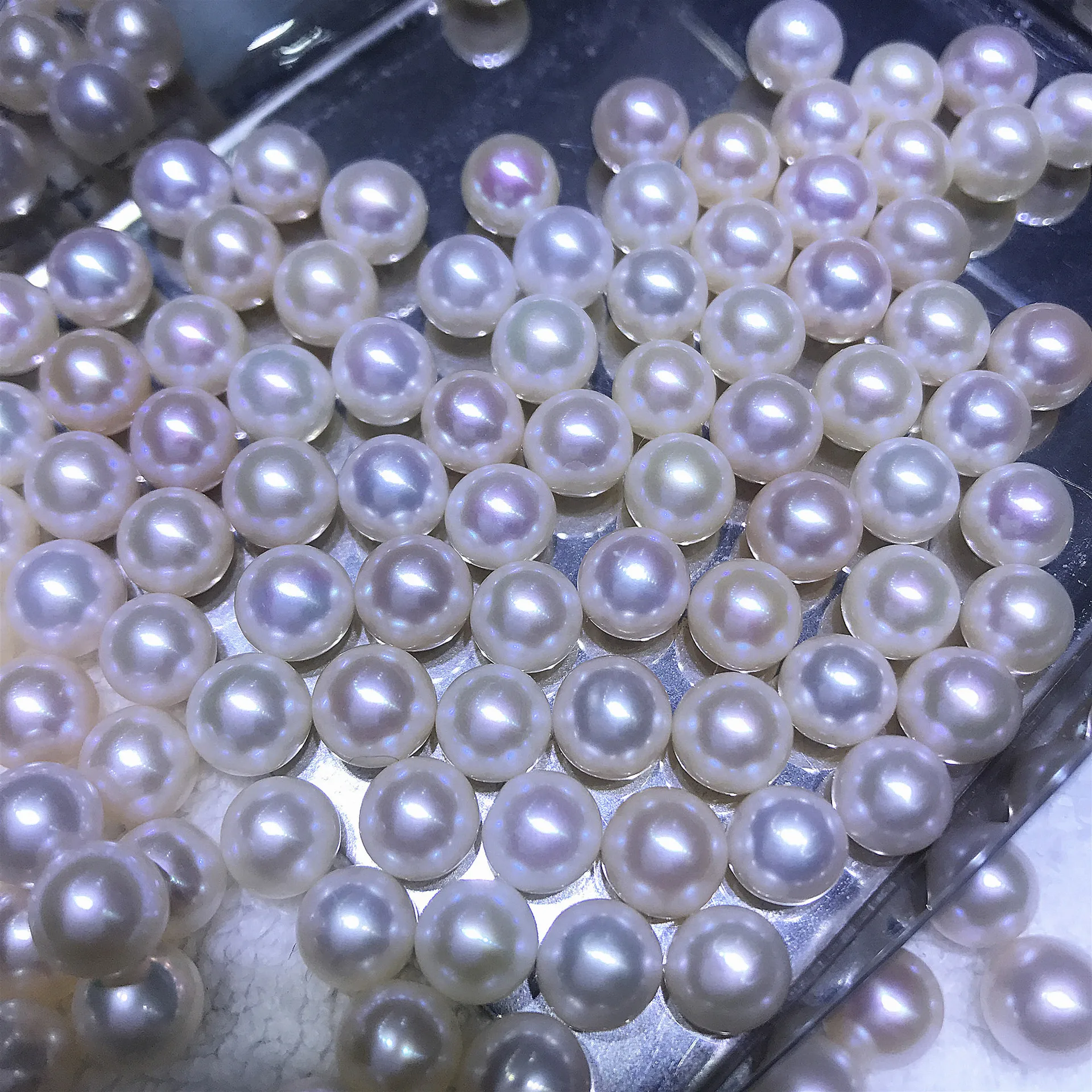 Natural Freshwater Pearl 0.8mm Half Hole Drilled 4mm-10mm Size White Color 3A Quality Loose Pearls for Jewelry