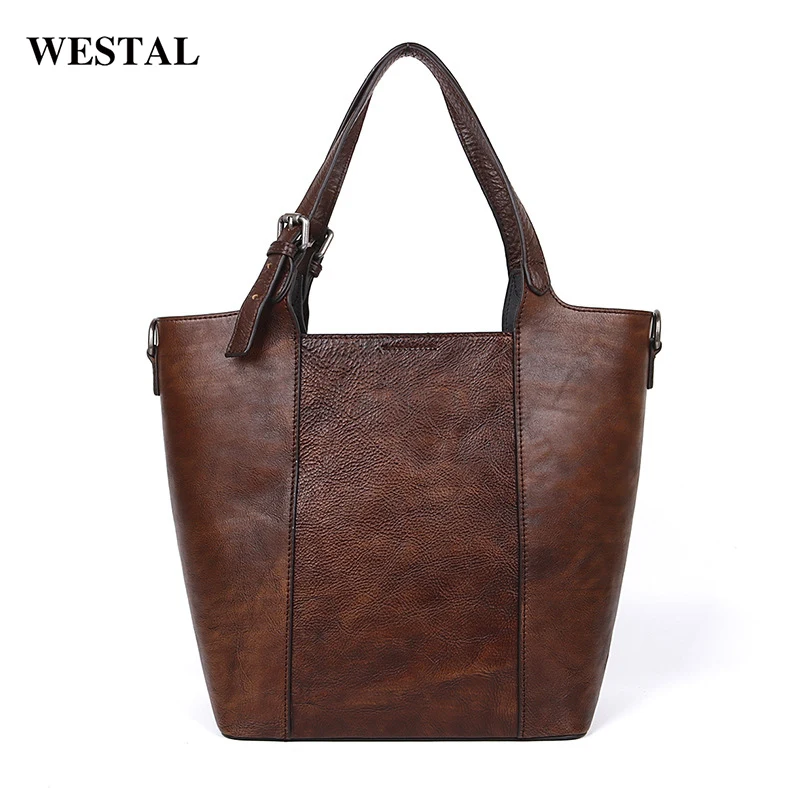 First Layer Cowhide Leather Vintage Embossed Character Stylish Handbags Custom Logo Messenger Tote Bags