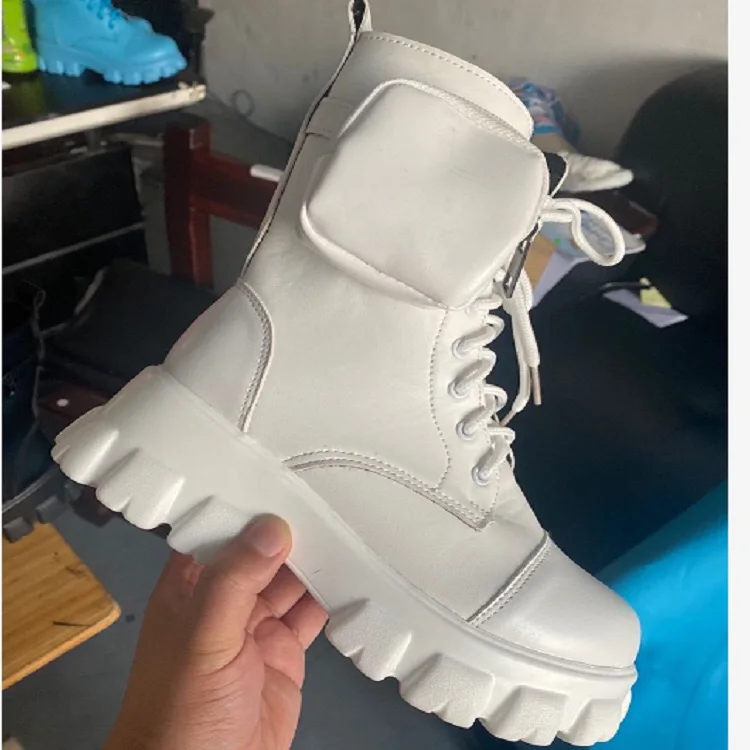 2022 New design women fashion lace-up design pink winter boots high end comfortable ladies boots with bag