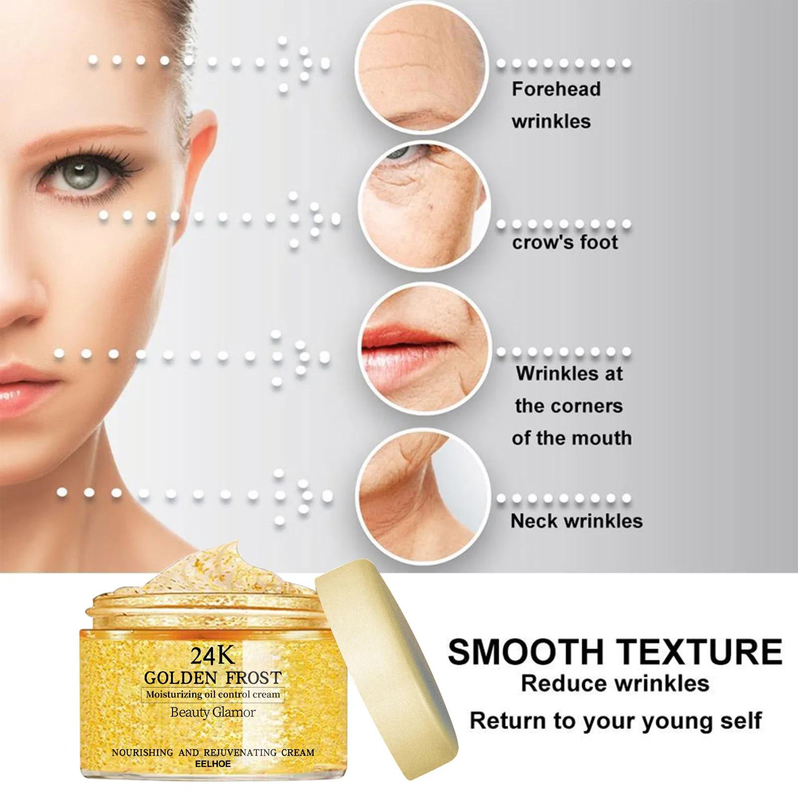 Organic Anti Aging Wrinkle Whitening Moisturizing 24k Gold Face Cream