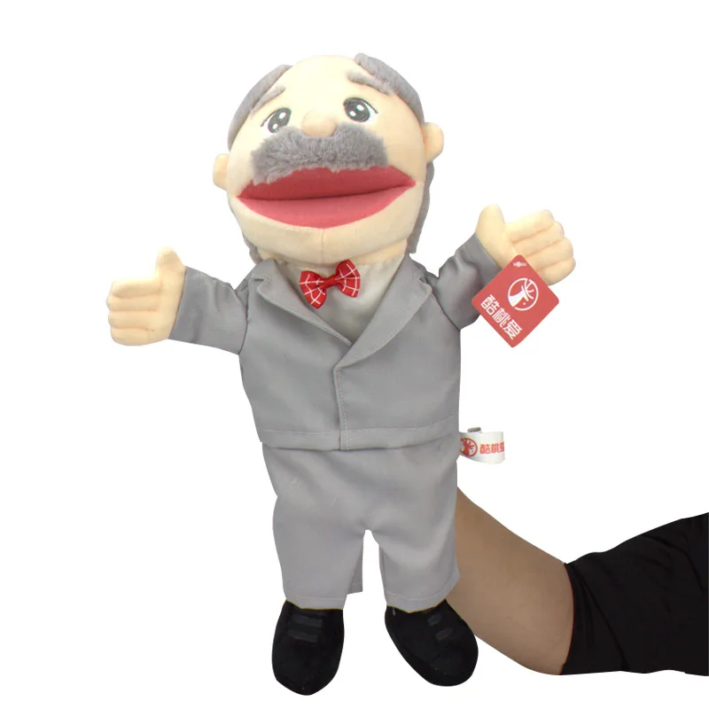 2023 Custom Human Puppet Hand Stuffed Soft Toy Plush Cloth Open Mouth Human Doll Hand Puppet Theatre Plush Puppet