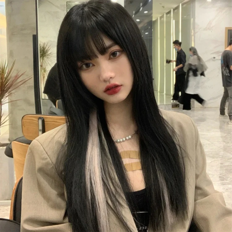 SHI SHENG Cheap Best Black And Gray Two Tone Wig Synthetic Cosplay Gradient Wig for Women