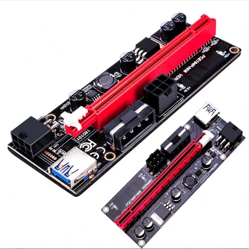 
 Новый удлинитель VER 009S PCI-E 1X до 16X PCI E USB 3,0 Райзер GPU двойной 6Pin адаптер карта SATA 15pin для майнера BTC  