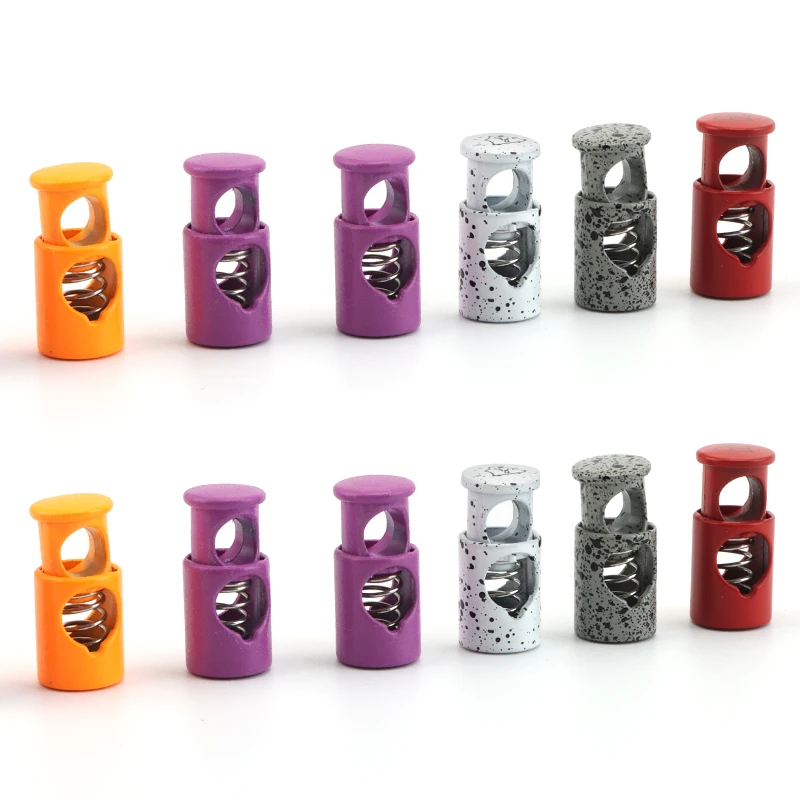 Оптовая цена, шнур для шнурков, радужная пружина, стопор с двойным отверстием, Властелин шнурков для шнурков/замок, сплав металла без никеля, свинца