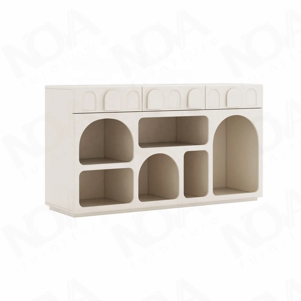 NOVA Modern Restaurant Furniture White Credenza Sideboards Buffet Modern Wood Living Room Open Storage Side Cabinet With Drawers