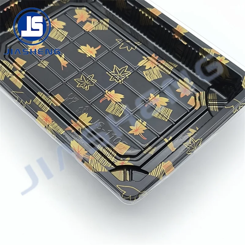 Custom Disposable Plastic Sushi Box Square Plastic Sushi Tray With Clear Lid Blister Food Packing Container