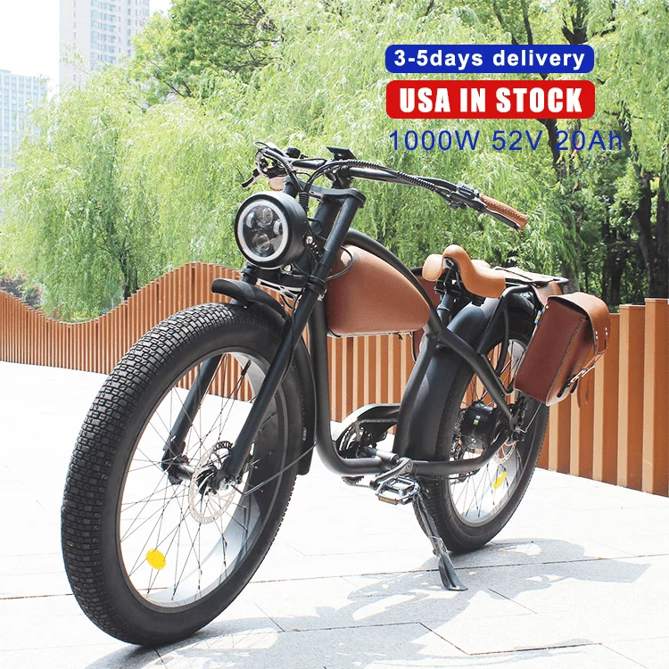 Usa Warehouse Popular Retro Ebike Fat Tire Lithium Battery Chopper Fast Electric Vintage Bike Two Seater Vintage E Bike