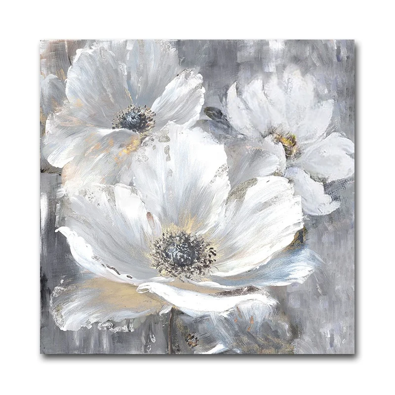 Wholesale Wall Decoration Modern Canvas Art White Flower Painting