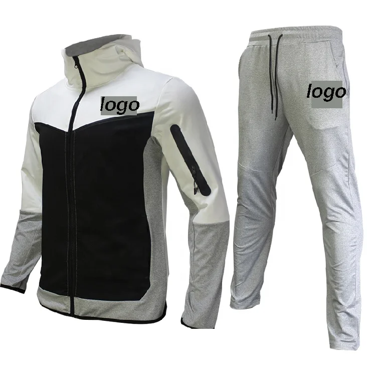 NK tech suits contrast color custom logo cotton mens jogger set Sportswear Man Set comfortable zipper  track suit sets for men