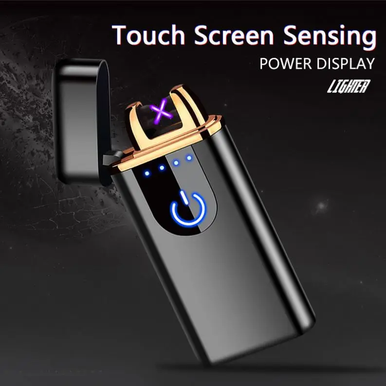 TK310 Custom Logo Windproof Electric Double Arc Lighter USB Plasma Rechargeable Lighter with LED Battery