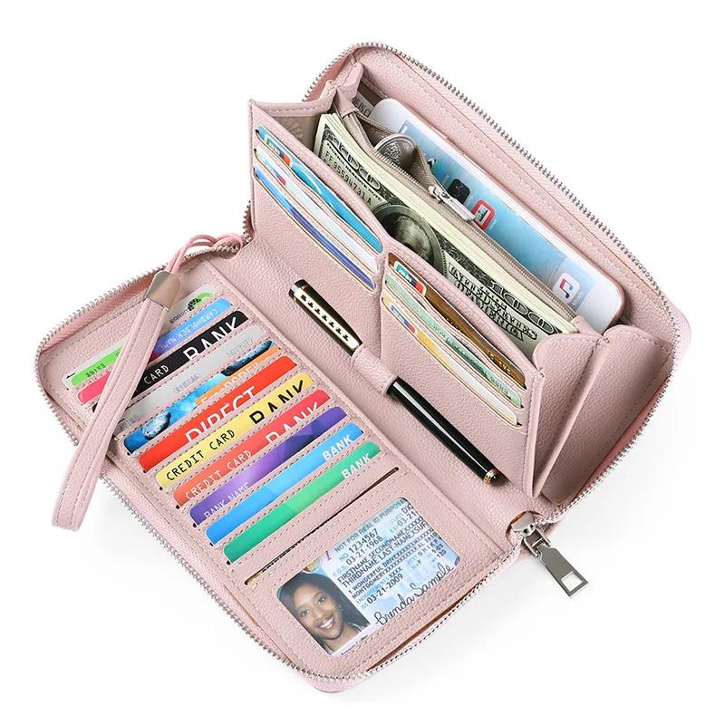  Soft Leather ladies Long wallet bag female luxury Multiple card slots money rfid coin purse wallets