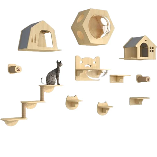 DIY Wall Mounted Cat Climber Solid Wood Cat Climbing Shelves for Indoor Cats