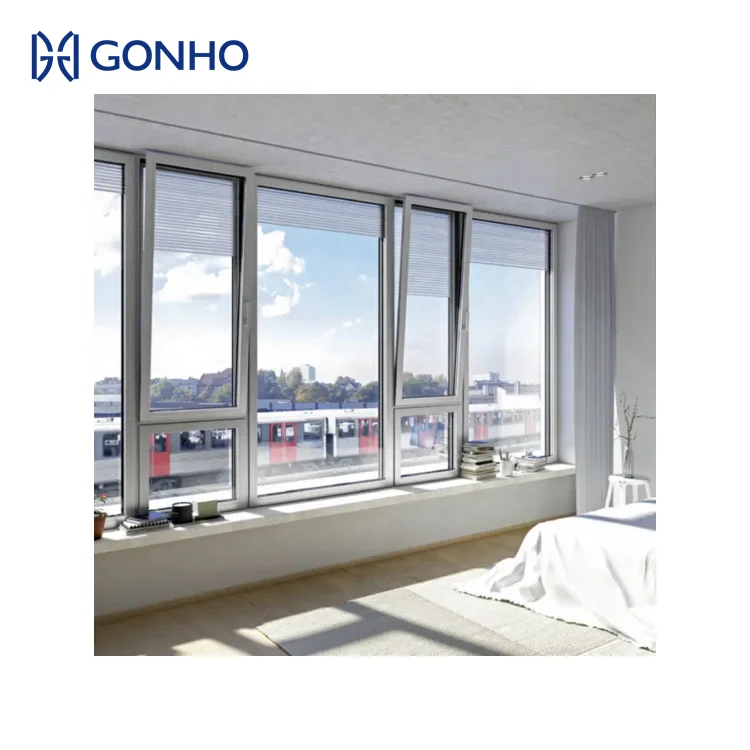 GONHO Hot Sale Aluminum Tilt and Turn Window Glass Window Double Glazed Thermal Break Waterproof Window With Grid