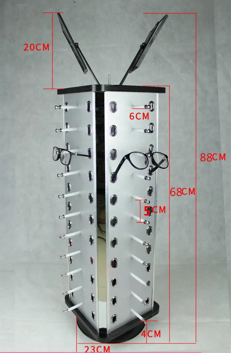 Wholesale Rotatable Square 44pcs Sunglasses Display Rack Stand with Mirror Eyeglasses Showing Stand