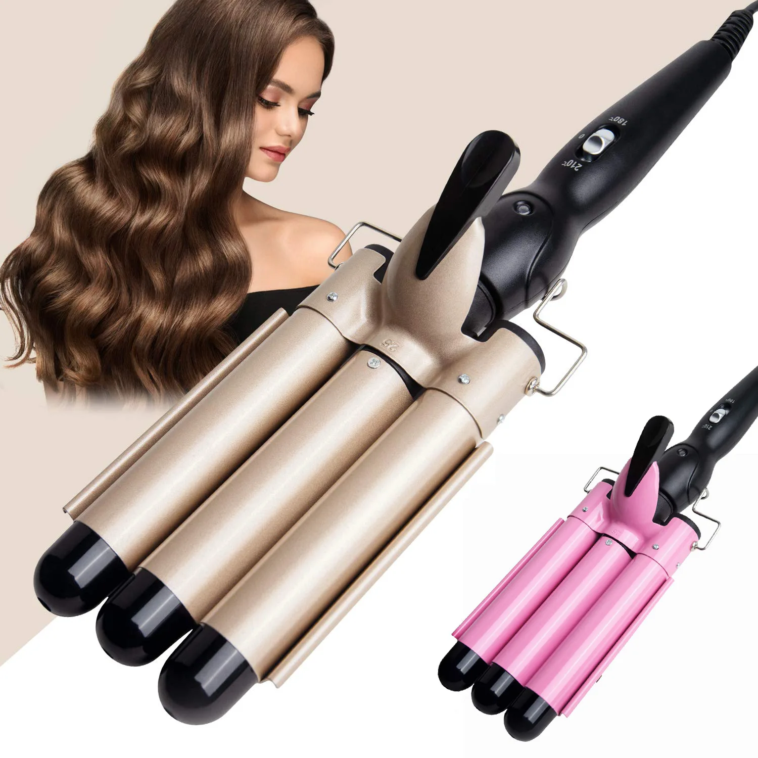 Hot Selling Wavy Iron Wand Triple Curling Interchangeable Straightener Hair Curler