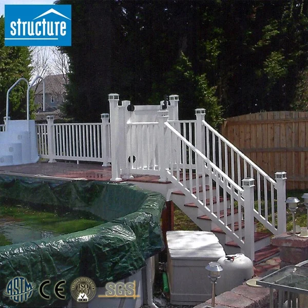 Outdoor Custom Size White PVC Plastic Vinyl Stair handrail