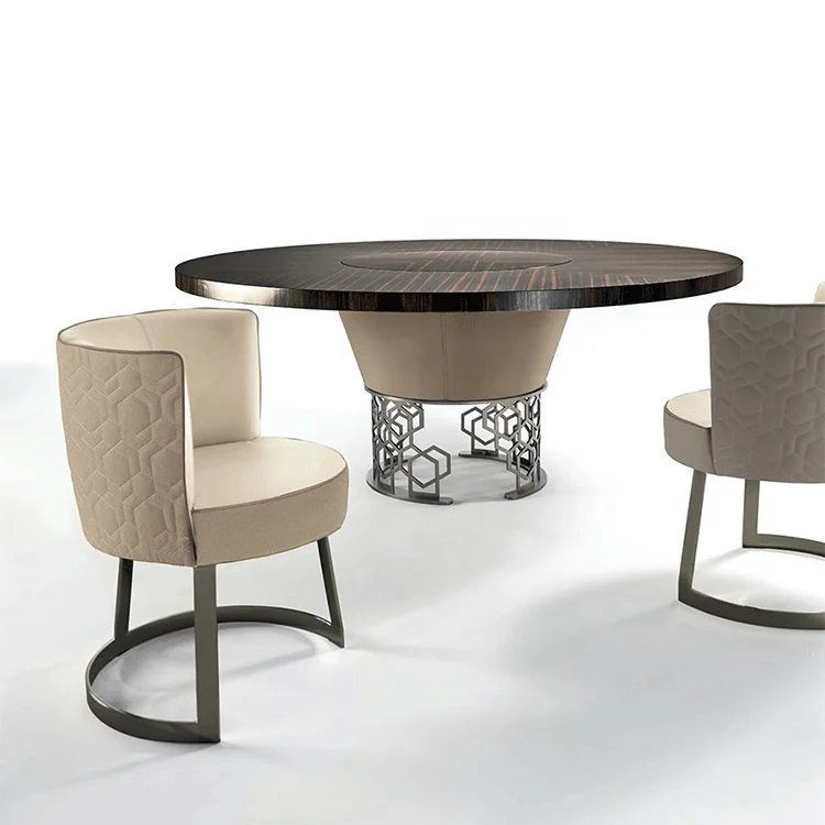 Ebony wooden frame  dining table  Best Selling Hot Chinese Products Luxury Rococo Style Circular Banquet Bining Table