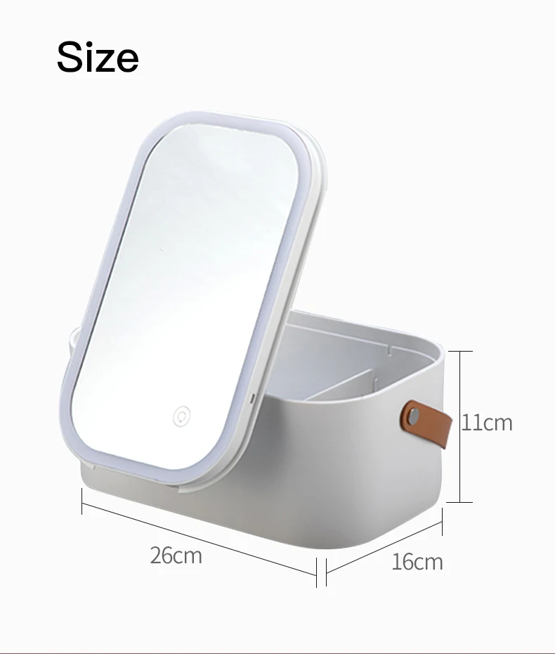Оптовая продажа, новый дизайн, складное зеркало для макияжа со светодиодной фирменной маркой, настольное косметическое зеркало для путешествий