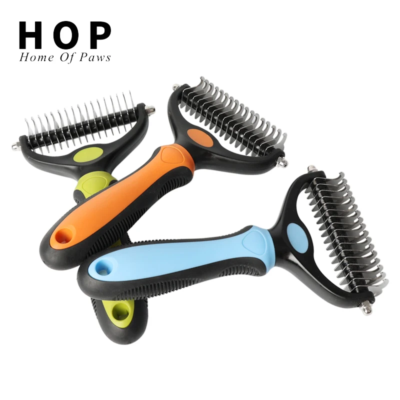 Factory Wholesale Dog brush Pet Hair Remover Double Sided Open Knot Comb Dog Dematting Tool Pet Dematting Rake Comb