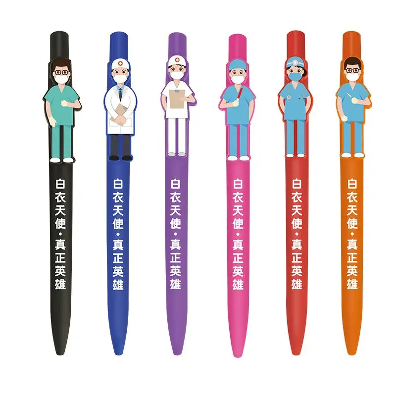 figure ball pen Custom logo promotional nurse or doctor clip design character pen